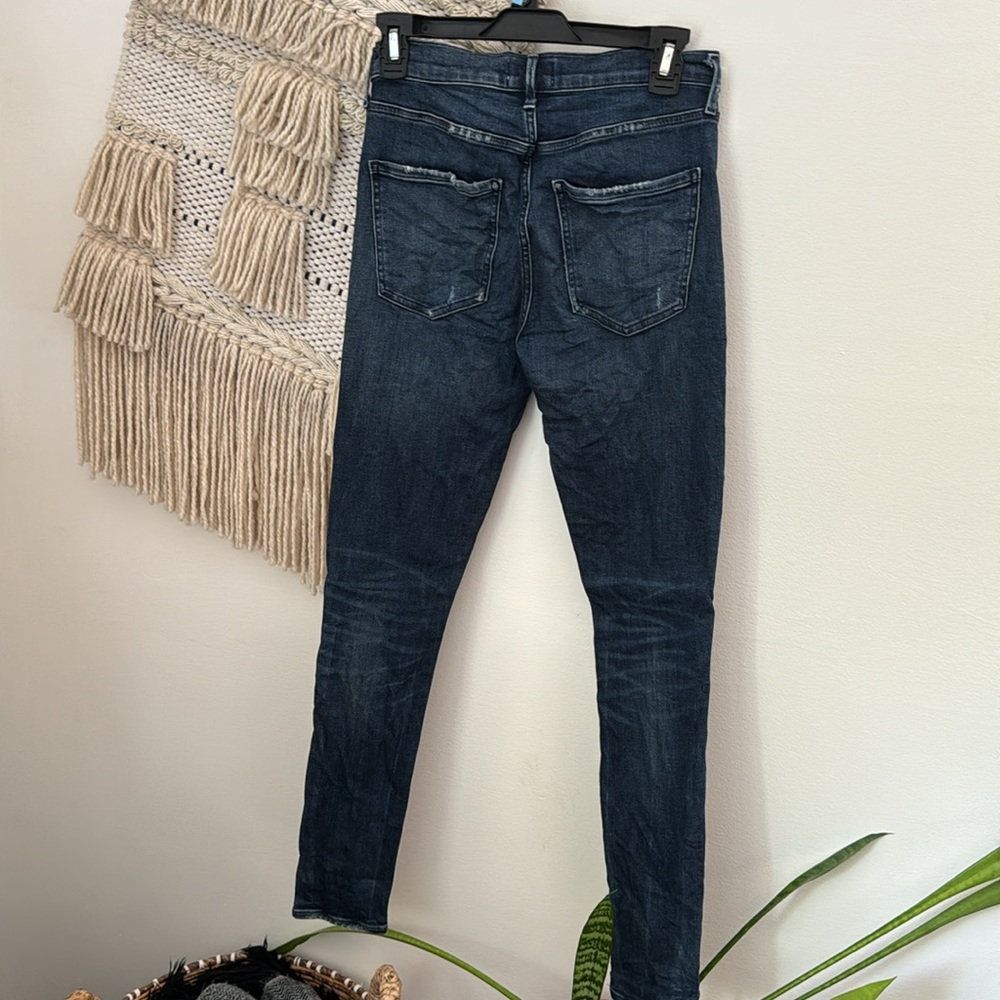 AGOLDE Dark Wash Distressed Skinny Jeans - Picture 8 of 13